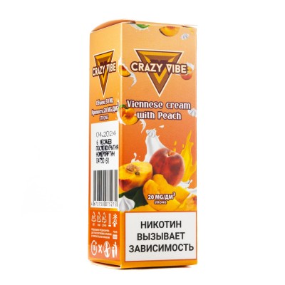 MK Жидкость Crazy Vibe Premium Viennese Cream With Peach 2% 30 мл PG 50 | VG 50