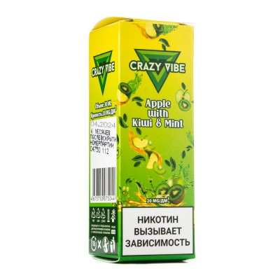 MK Жидкость Crazy Vibe Apple With Kiwi Mint 2% 30 мл PG 50 | VG 50