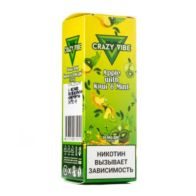 MK Жидкость Crazy Vibe Premium Apple With Kiwi Mint 2% 30 мл PG 50 | VG 50