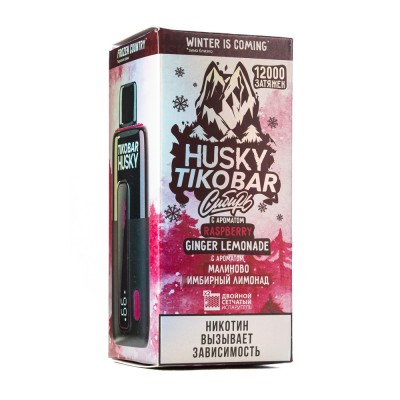 MK Одноразовая Электронная Сигарета TIKOBAR Husky Raspberry Ginger Lemonade (Малиново Имбирный Лимонад) 12000 Затяжек