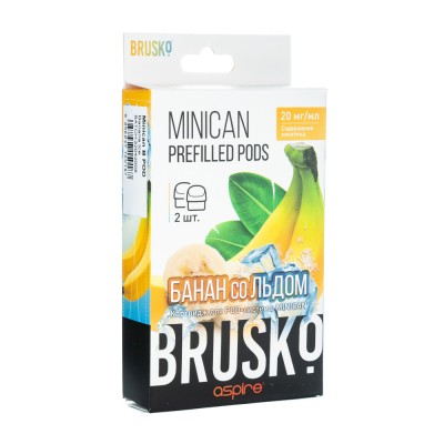 Упаковка картриджей Brusko Minican Банан со льдом 2,4 мл 2% (В упаковке 2 шт)